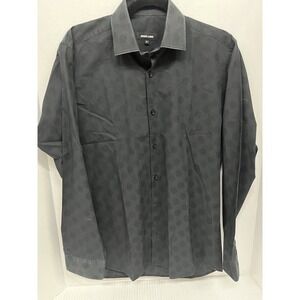 Jared Lang‎ Men's Medium Dress Shirt – Black Tone-on-Tone Polka Dot